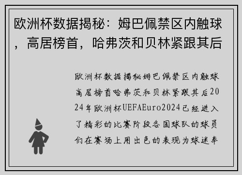 欧洲杯数据揭秘：姆巴佩禁区内触球，高居榜首，哈弗茨和贝林紧跟其后